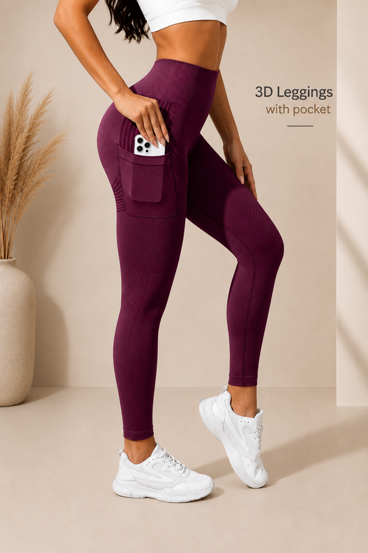 3D Leggings - Plum Purple